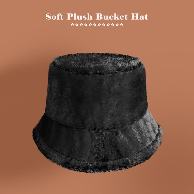 Yonchic Store Winter Soft Faux Fur Plush Bucket Hat, Lovely Fisherman Cap, Fashion Outdoor Thick Warm Sun Cap for Women - Image 3
